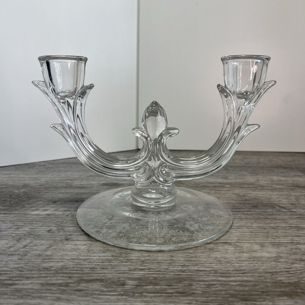 New Martinsville Viking Glass Prelude Double Stick Branch Candle Holder - Picture 8 of 8